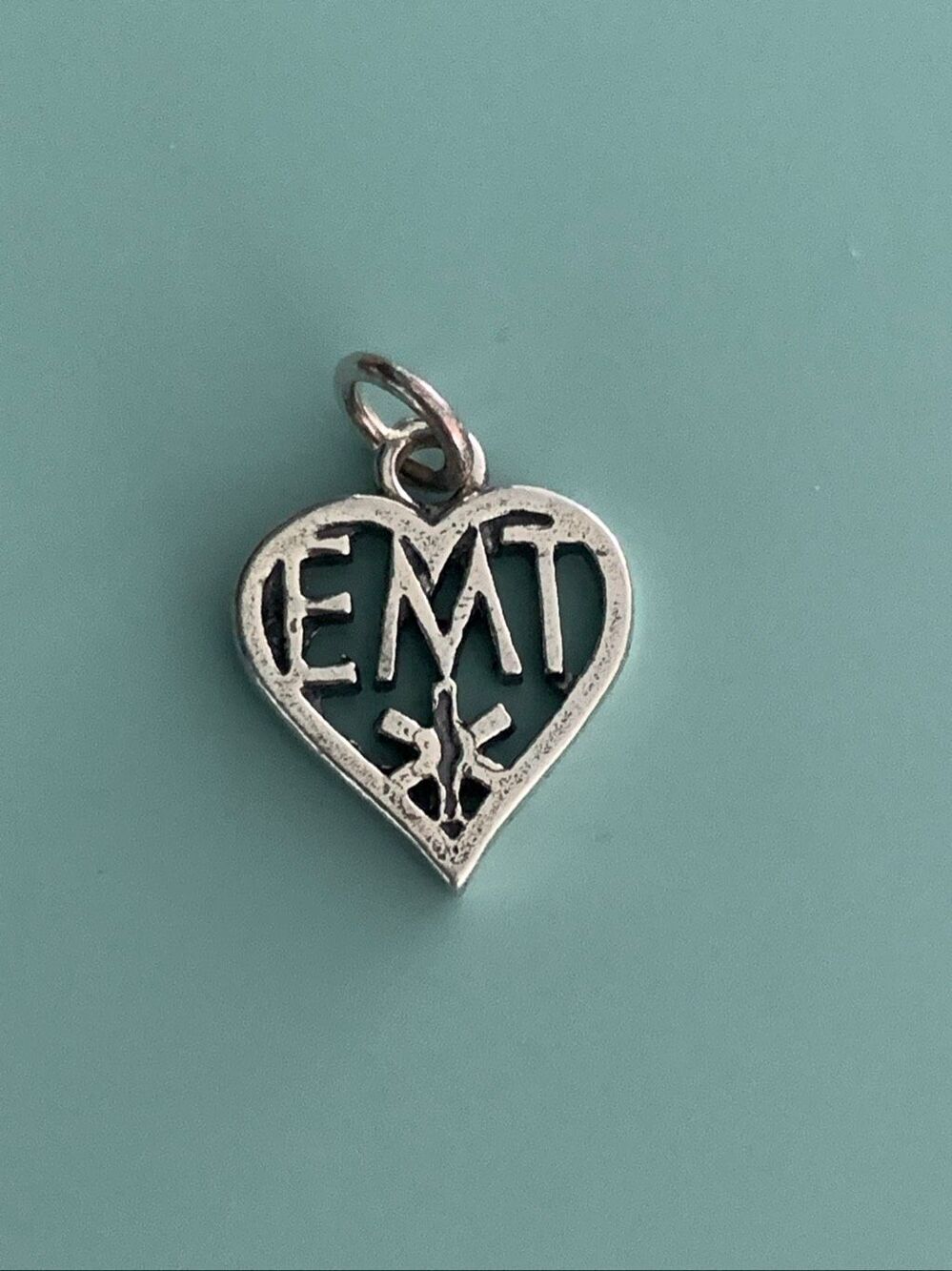 EMT Heart Medical Sterling Silver Jewelry Charm #medical